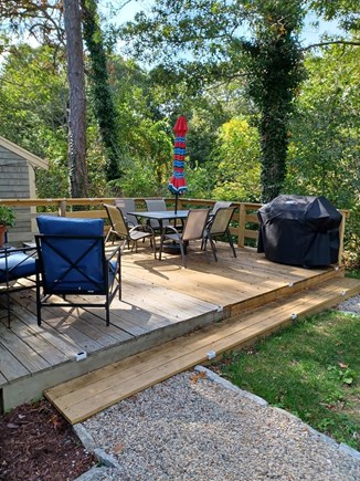 Brewster Cape Cod vacation rental - New Weber gas grill, lots of seating, outdoor shower (not shown)