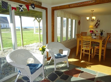 West Yarmouth Cape Cod vacation rental - Sunny kitchen area with seating, water views 