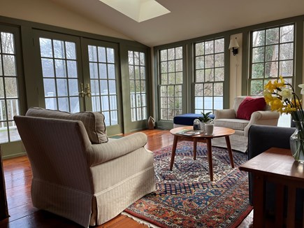 Brewster Cape Cod vacation rental - Living area in the sunroom is the perfect place to chill all day.