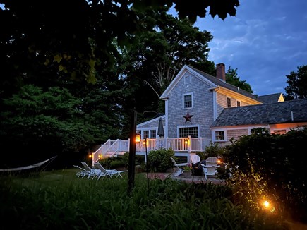 Brewster Cape Cod vacation rental - Lanterns add a magical glow for evenings by the fire pit.