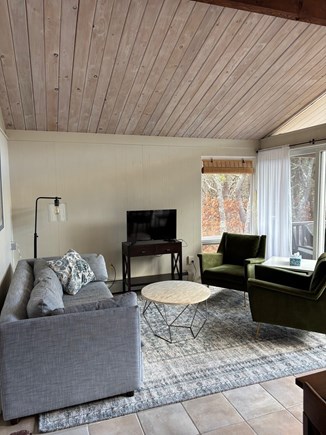 Wellfleet Cape Cod vacation rental - Cozy living room with open floor plan to dining space and kitchen