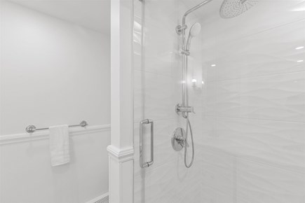 Falmouth Cape Cod vacation rental - Stellar glass shower boasting a rain fall shower head