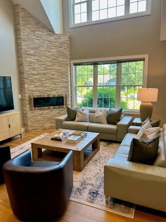 South Yarmouth Cape Cod vacation rental - Modern Living Room with 20' vaulted ceilings