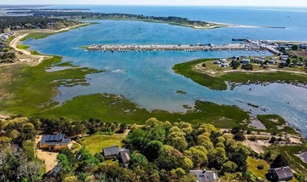 Wellfleet, Pine Point Cape Cod vacation rental - Aerial view above the house and harbor