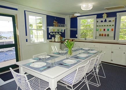 Wellfleet, Pine Point Cape Cod vacation rental - Lovely kitchen with coffee bar, opens to deck facing water 