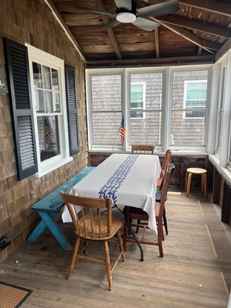 West Dennis Cape Cod vacation rental - We like to have our family meals on the large porch.