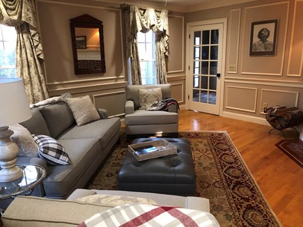 Yarmouthport Cape Cod vacation rental - Living room with fireplace