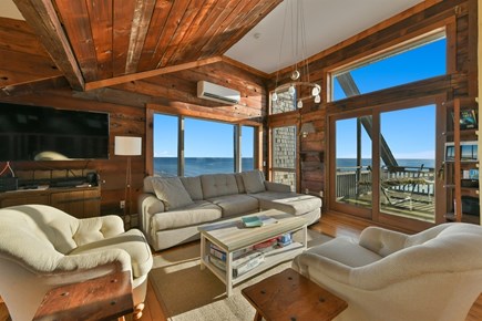 Wellfleet Cape Cod vacation rental - Living Room on Top level with Sliders to the Deck.