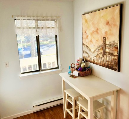 Brewster, Ocean Edge Cape Cod vacation rental - Our kitchen view with our welcome basket