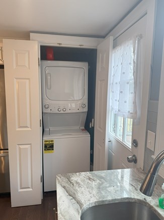 West Yarmouth Cape Cod vacation rental - Stacked Large Capacity Washer / Dryer in Kitchen Area