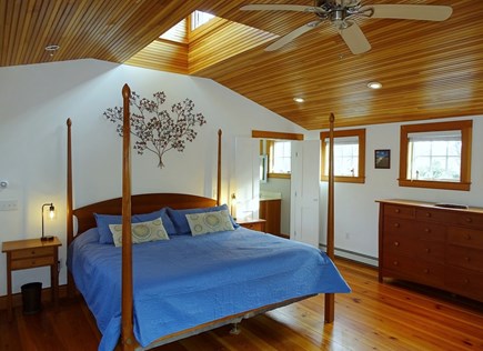 Brewster Cape Cod vacation rental - King bedroom upstairs w/ lovely woodwork, open cupola and bath