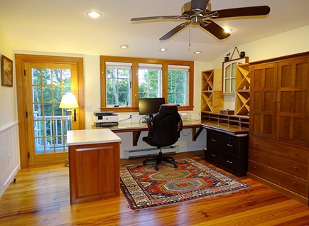 Brewster Cape Cod vacation rental - Upstairs office with ceiling fan and couch