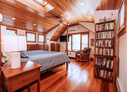 Brewster Cape Cod vacation rental - King bedroom upstairs w/ lovely woodwork, open cupola and bath