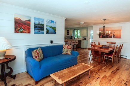 Brewster Cape Cod vacation rental - Family room with bay window opens to dining area