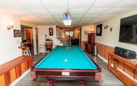 Brewster Cape Cod vacation rental - Lower Level pool table, TV, game room and half bath