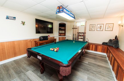 Brewster Cape Cod vacation rental - Lower level pool table, seating area