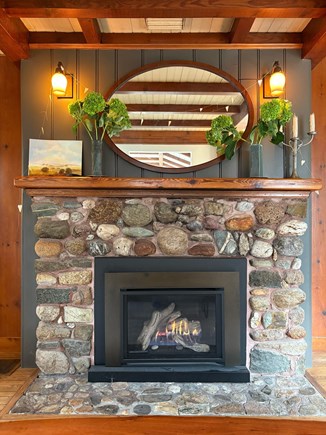 Brewster Cape Cod vacation rental - Living room gas fireplace