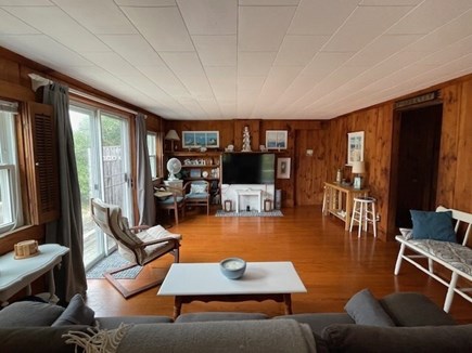 Dennis Cape Cod vacation rental - Big living room with slides to deck and outdoor shower