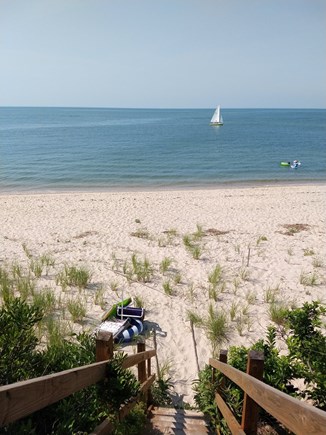 Brewster on the beach Cape Cod vacation rental - 2 stairscases to safe quiet beach.