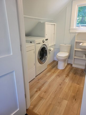 Brewster on the beach Cape Cod vacation rental - Upstairs Jack and Jill bathroom with washer and dryer