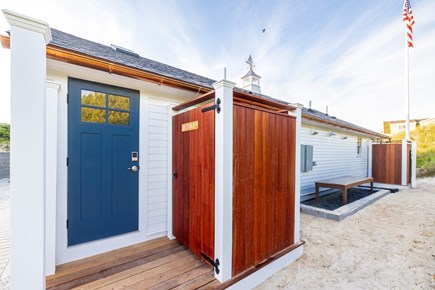 Dennis, Mayflower/Bayview Beach Cape Cod vacation rental - Outdoor shower off the first floor bedroom