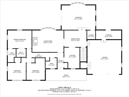 Marstons Mills Cape Cod vacation rental - Floorplan - Washer and Dryer are in full unfinished basement