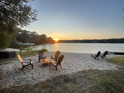 Falmouth Cape Cod vacation rental - Private beach at sunset (sun sets right across the cottage)