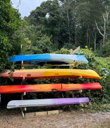 South Orleans Cape Cod vacation rental - Kayaks on Rack at Arey's Pond, at end of private path to the pond