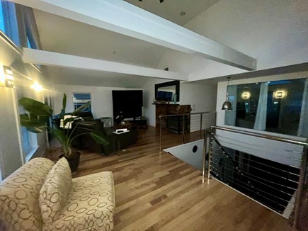 Patuiset Island, Pocasset  Cape Cod vacation rental - Great room 400sq wall of windows 72in Flat screen!