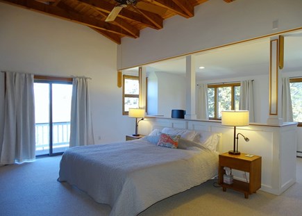 Eastham Cape Cod vacation rental - Spacious upstairs King bedroom with deck, ceiling fan 