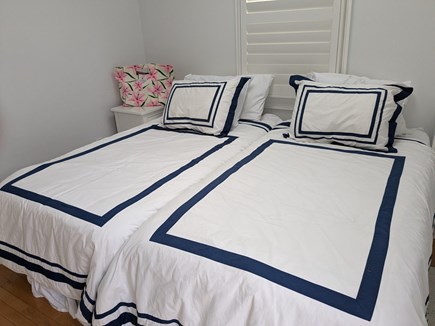 Harwich Port Cape Cod vacation rental - Bedroom with twin beds, window with second door to exterior