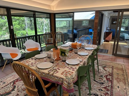 Wellfleet Cape Cod vacation rental - Screened-in dining room with table that expands to seat 12.