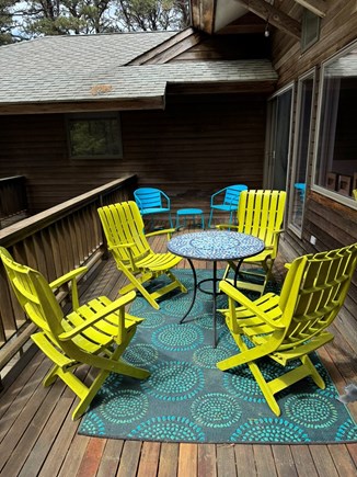 Wellfleet Cape Cod vacation rental - Balcony deck with Weber grill overlooks patio, woods, and pond.