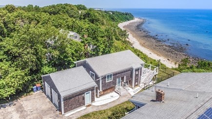 Plymouth MA vacation rental - Ariel view of our home, Bluff and Ocean (140 ft above water)