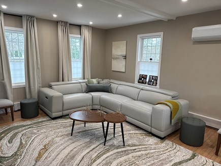 West Yarmouth Cape Cod vacation rental - Modern and cozy living room with motorized reclining sectional.