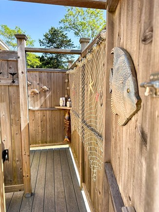 Truro Cape Cod vacation rental - Outdoor Shower on Back Deck, changing area and shower area.