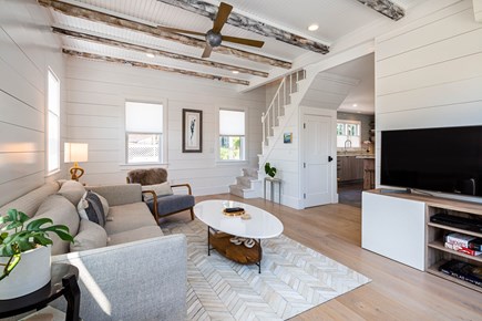 Provincetown Cape Cod vacation rental - Living room looking to stairs