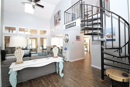 Chatham Cape Cod vacation rental - Family room showing stairs to 2nd floor