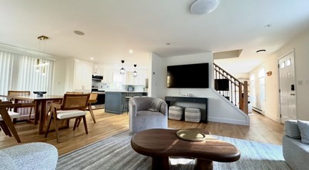 Mashpee Cape Cod vacation rental - Living room with comfortable sofa and 65 inch TV
