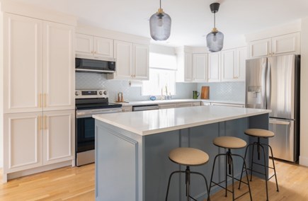 Mashpee Cape Cod vacation rental - New kitchen with large island and brand new appliances