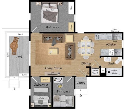 Truro Cape Cod vacation rental - Cottage Floor Plan
