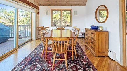 Wellfleet Cape Cod vacation rental - Dining area with slider to wrap-around deck