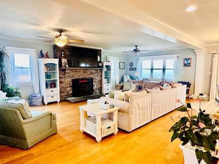 Manomet, Plymouth Manomet vacation rental - Living room: large sectional with pull out bed, chairs & desk