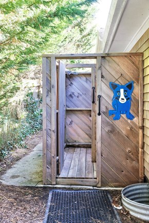 Harwich Cape Cod vacation rental - Large outdoor shower with dressing room.