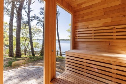 Harwich Cape Cod vacation rental - View from inside the 8-person sauna.