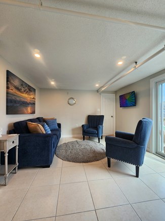 West Dennis Cape Cod vacation rental - Living room with pull out queen sofa bed.
