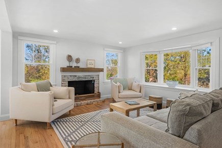 East Sandwich Cape Cod vacation rental - Living area with fireplace. Smart TV has been added