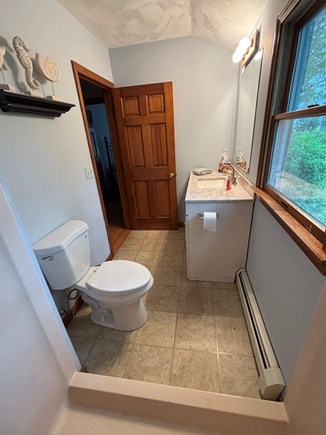 Dennisport Cape Cod vacation rental - Guest bathroom with shower: shower also has seat
