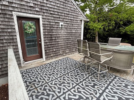 Dennisport Cape Cod vacation rental - Outside deck to gather large outdoor umbrella bar seating