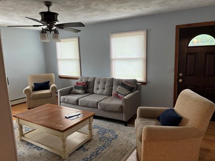 Dennisport Cape Cod vacation rental - Living room sofa 3 seats and 2 arm chairs. Smart tv and WiFi